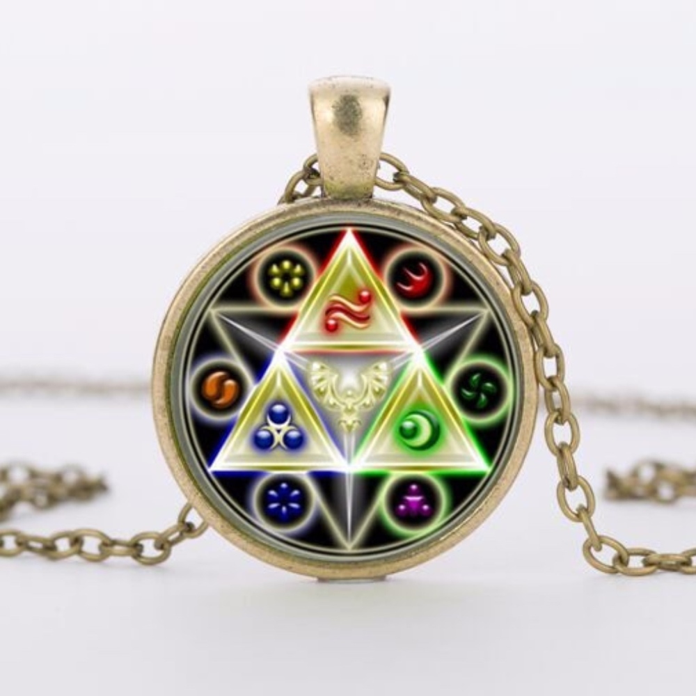 Triforce Legend Glass Cabochon Pendant Necklace